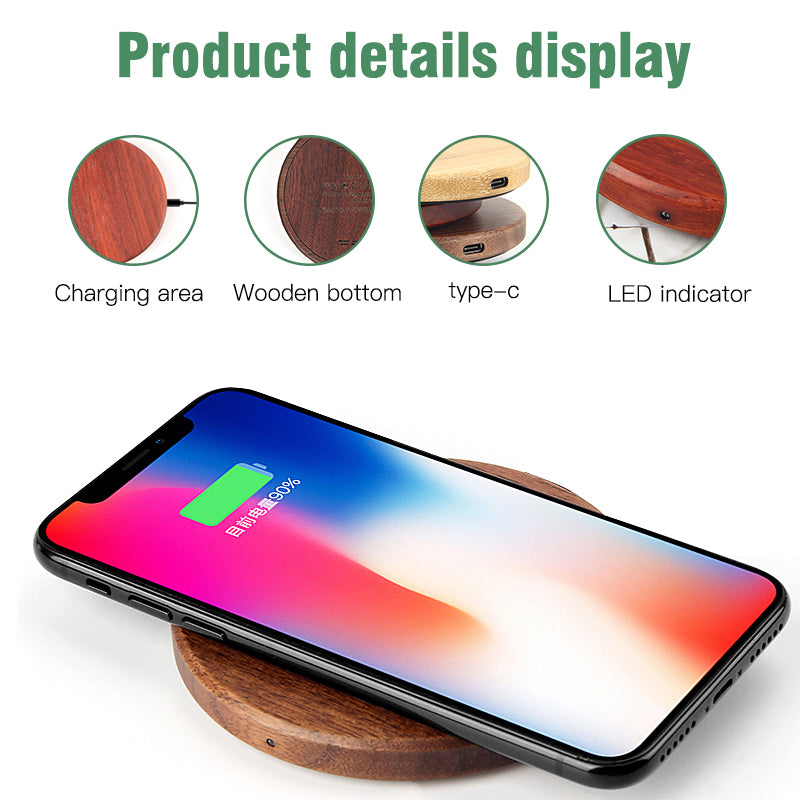 Ongoo Slim Wooden Wireless Charger for Headphones and Mobile Ph