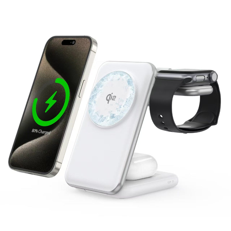 3-in-1 Foldable 25W Wireless Charger for Smartwatches, Phones, and Headphones